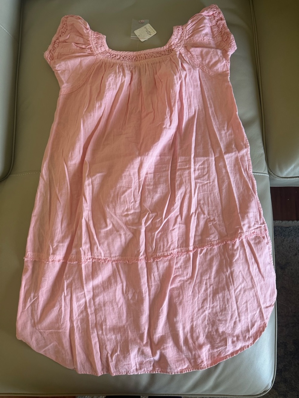 We The Free by Free People Pink Long Pintucked Ruffle Front Tunic Top NWT Sz L - Picture 9 of 15